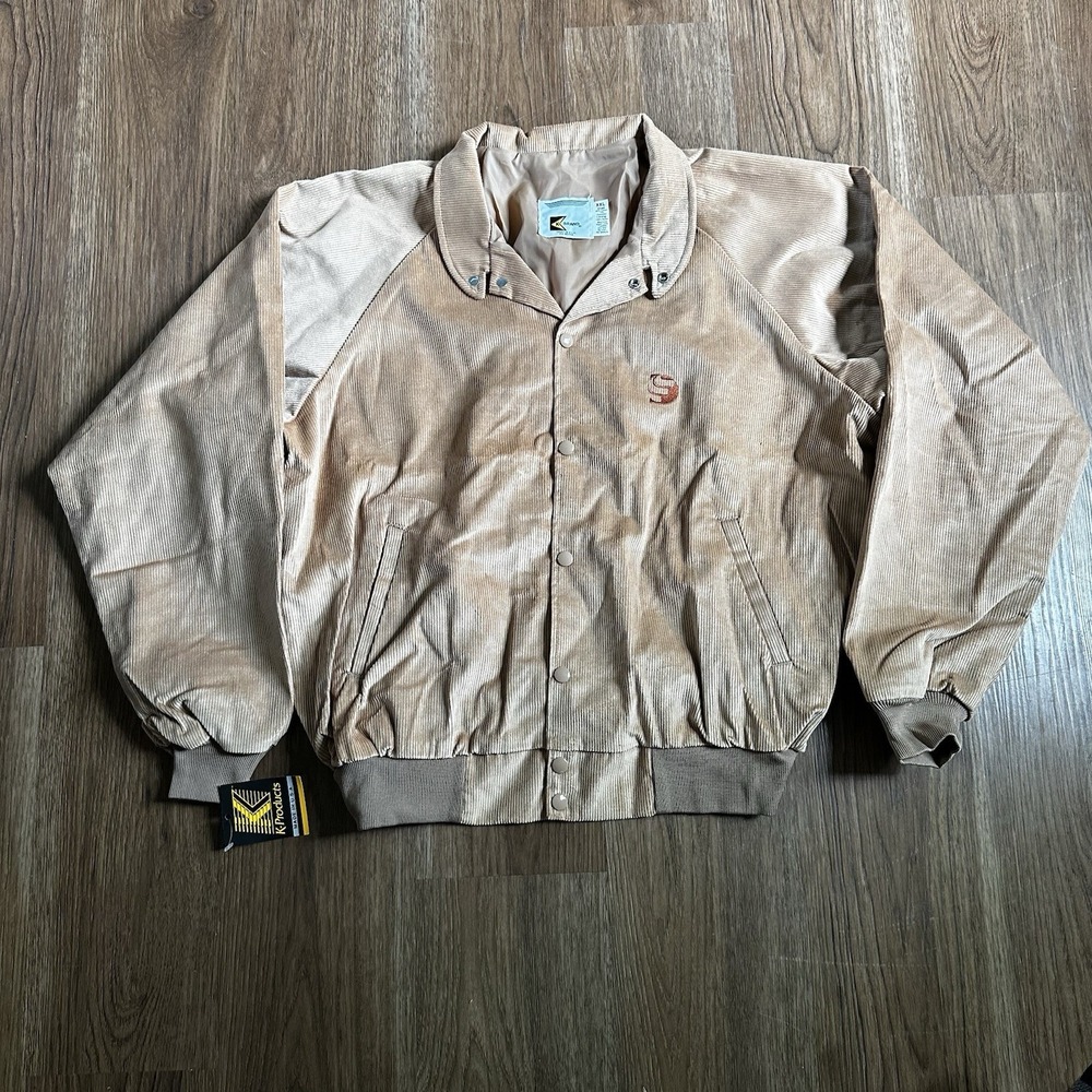 Vtg 80s Corduroy Trucker Jacket Deadstock 2XL K-Products Embroidery USA NOS Farm
